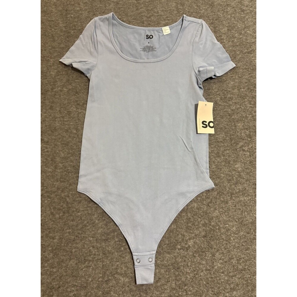 SO Kohl's Women’s Blouse Bodysuit Short Sleeve Blue Small